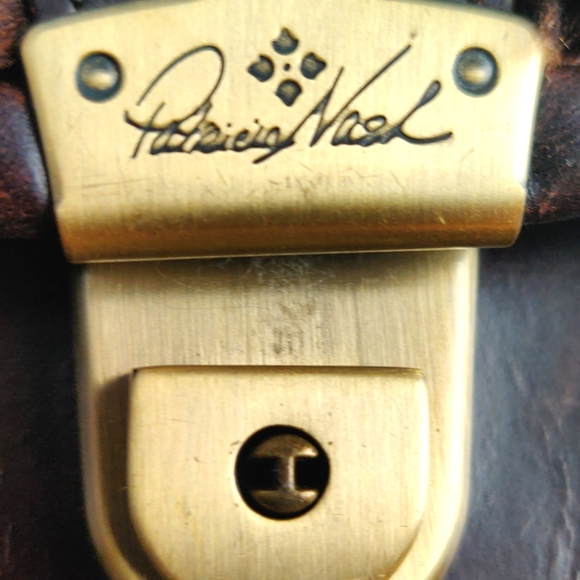 Patricia Nash shearling and leather crossbody bag with pom poms 9"x 7"x 2.5" - Picture 2 of 14